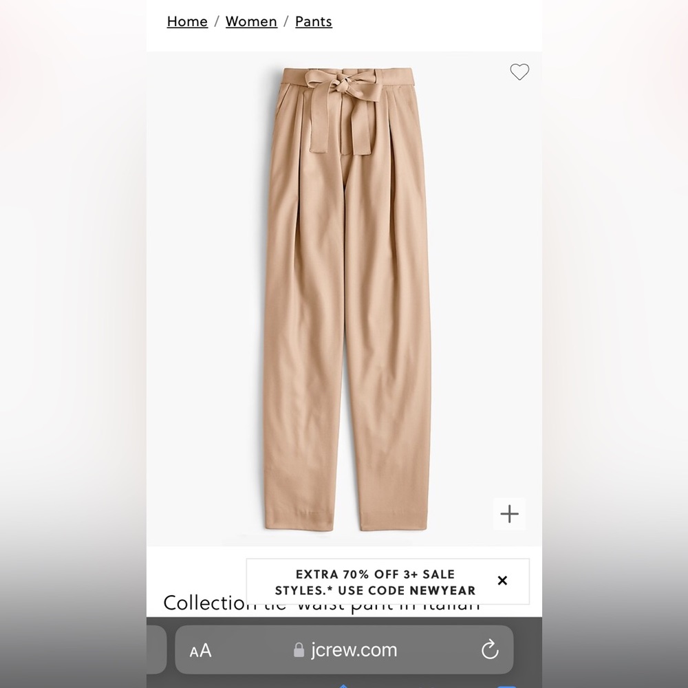 J. Crew Collection Tie Waist Pant